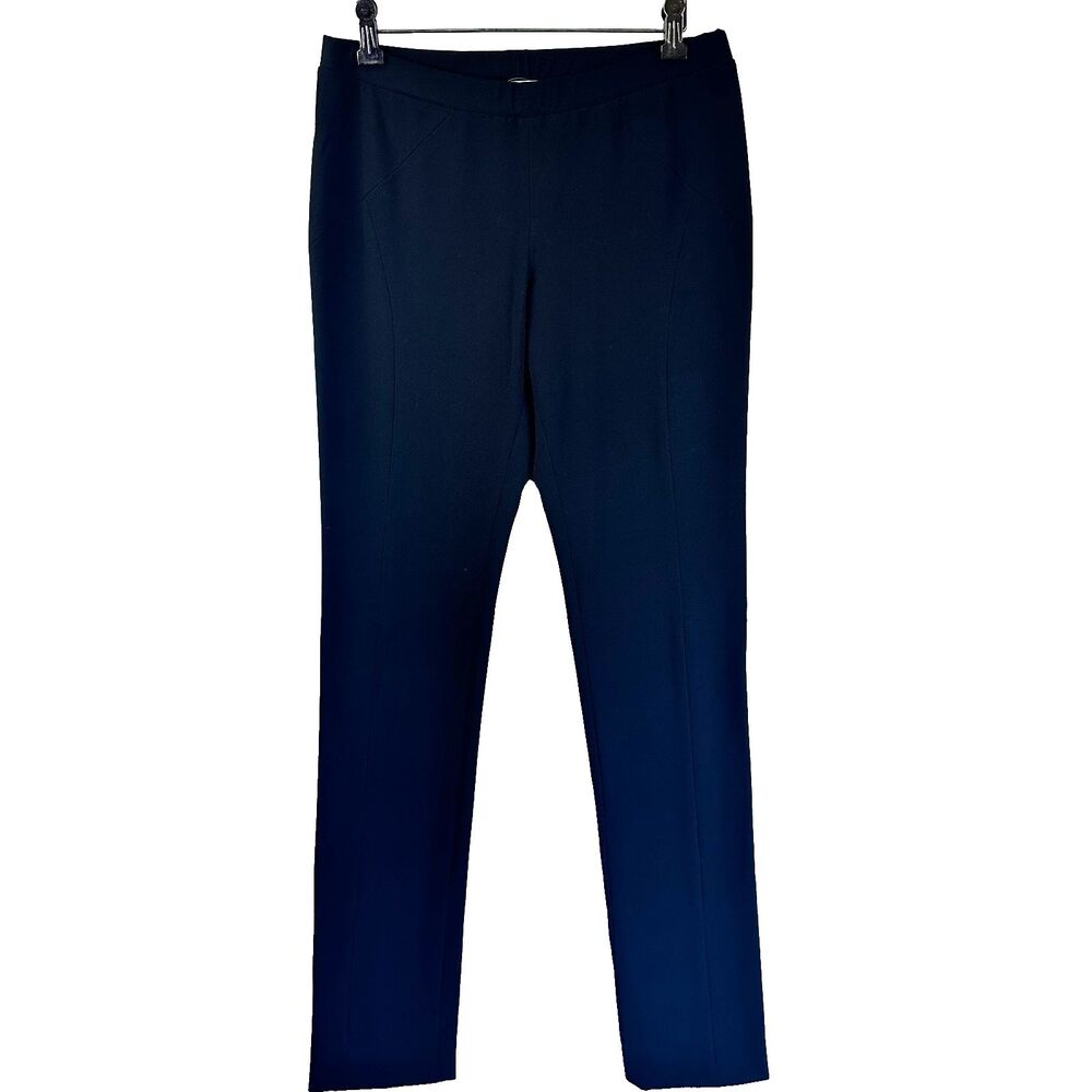ICB Women Black Slim Flare Pants Size 36 Seamed Stretch Career Trousers